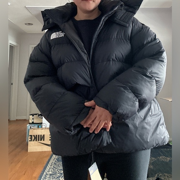 Womens Northface oversized puffer jacket - BLACK - Picture 9 of 11